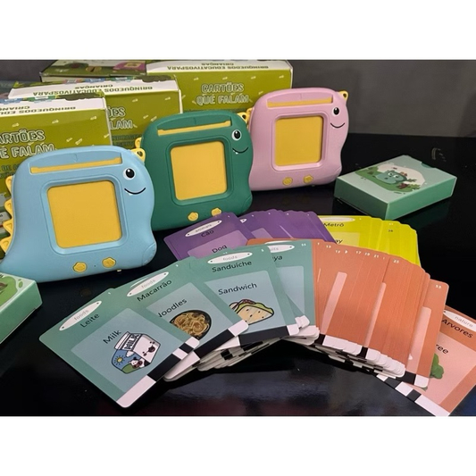 Jogo Interativo de Cartas Infantil Aprendizagem de Inglês Português para Crianças Barulho Brinquedo