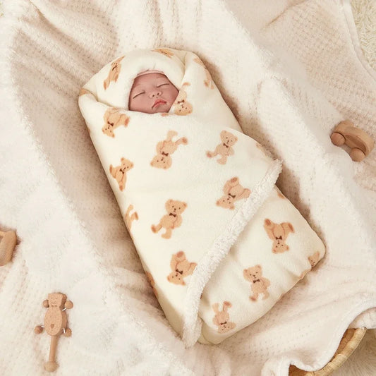 Inverno cobertor do bebê swaddle envoltório flanela cordeiro velo colcha quente para recém-nascido cama macio carrinho de bebê cobertor manta bebe