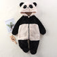 Macacão de inverno para bebês de 0 a 12 meses, urso de desenho animado, panda, infantil, meninas, macacão com capuz, pele doce, acolchoada, peça única
