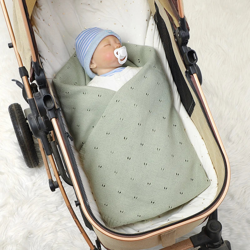 Bebê recém-nascido cobertor de malha sólida infantil carrinho swaddling envoltório super macio xadrez saco de dormir quente menino menina cama colcha 90*70cm