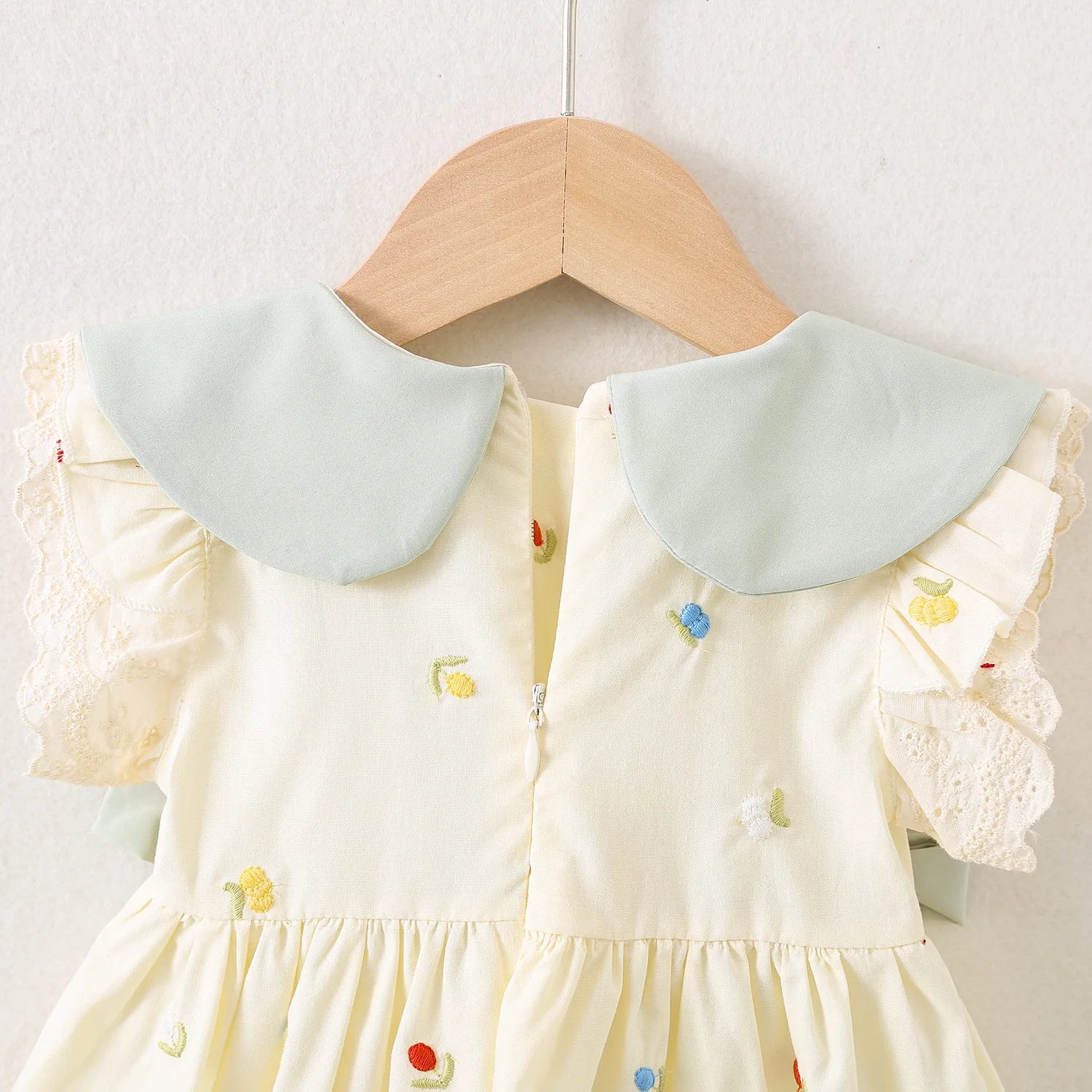 Roupas de bebê menina verão arco e padrão floral boneca pescoço simples suave vestidos de bebê bonito casual menina vestido infantil