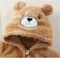 Macacão de inverno para bebês de 0 a 12 meses, urso de desenho animado, panda, infantil, meninas, macacão com capuz, pele doce, acolchoada, peça única