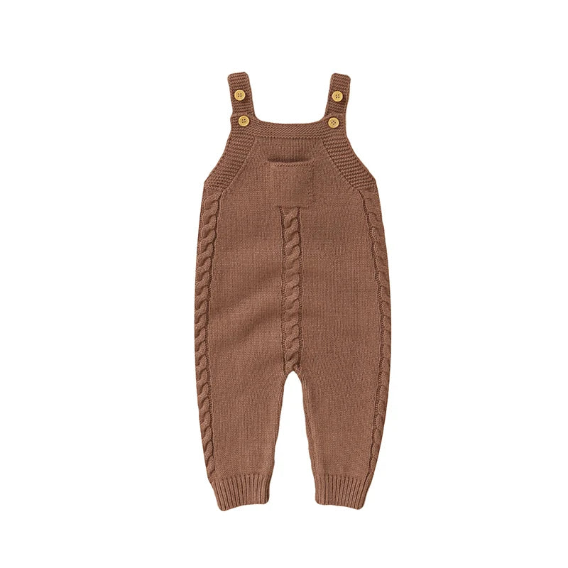 Bebê recém-nascido macacão de malha infantil menino macacão sem mangas outono criança criança estilingue roupas moda bolso sólido 0-18m macacão