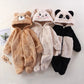 Macacão de inverno para bebês de 0 a 12 meses, urso de desenho animado, panda, infantil, meninas, macacão com capuz, pele doce, acolchoada, peça única