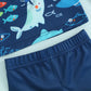 Roupa de banho para meninos de 0 a 5 anos, roupa de banho com estampa de peixe, manga comprida, tops com zíper + shorts + chapéus de balde, roupa de praia para crianças