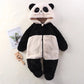 Macacão de inverno para bebês de 0 a 12 meses, urso de desenho animado, panda, infantil, meninas, macacão com capuz, pele doce, acolchoada, peça única